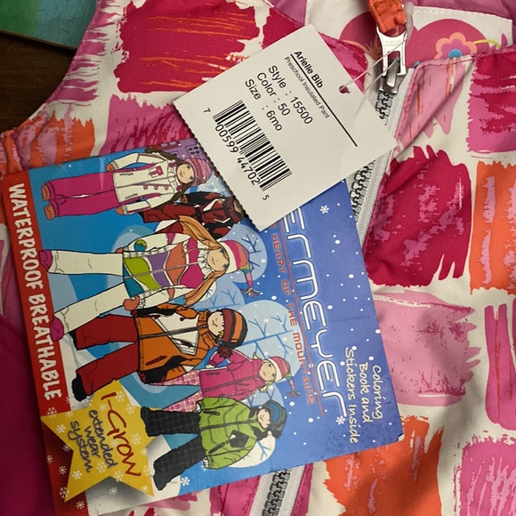 NWT Obermeyer Arielle Bib Ski Pants $70 Paintbrush Print 0-6 mo - Picture 6 of 7